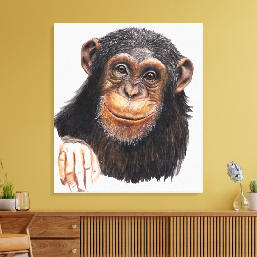 Charming Chimpanzee Canvas Afdruk (Insitu (Woonkamer))