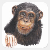 Charming Chimpanzee Vierkante Sticker (Voorkant)