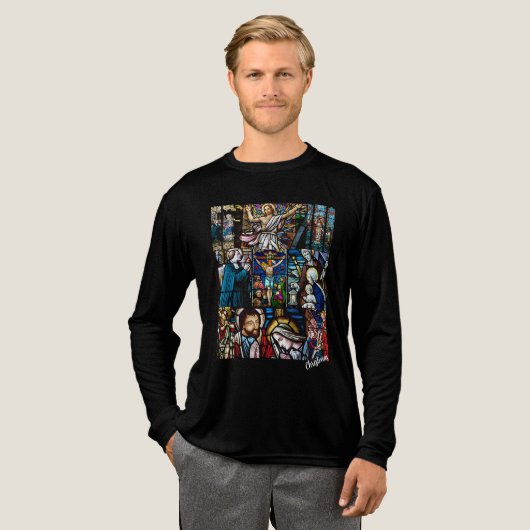 Charming Christmas Theme Glass Art  Tri-Blend Shirt (Voorkant)