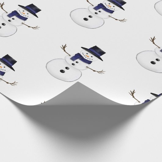 Charming Classic Snowman with Blue Scarf Cadeaupapier (Hoek)
