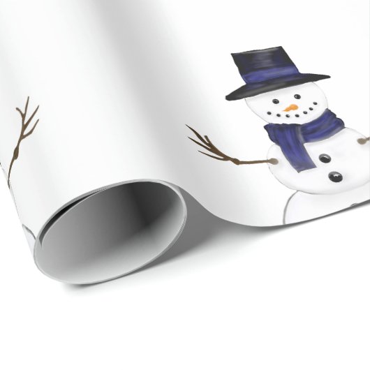 Charming Classic Snowman with Blue Scarf Cadeaupapier (Rol Hoek)