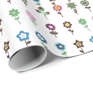 Charming Colorful Flowers patroon Illustratie Cadeaupapier