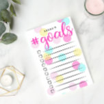 Charming Confetti To Do List | Custom Name<br><div class="desc">Colorful to do list notepad with handy checkboxes where you can tick off each completed task like a champ! #goals is written in pink against a confetti-strewn background in yellow,  pink,  and turquoise. Personalize with your name.</div>