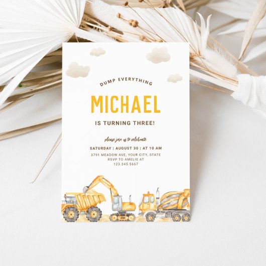 Charming Construction Anniversaire Invitation