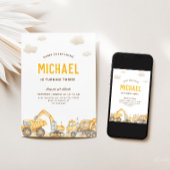 Charming Construction Anniversaire Invitation