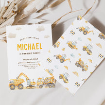 Charming Construction Anniversaire Invitation