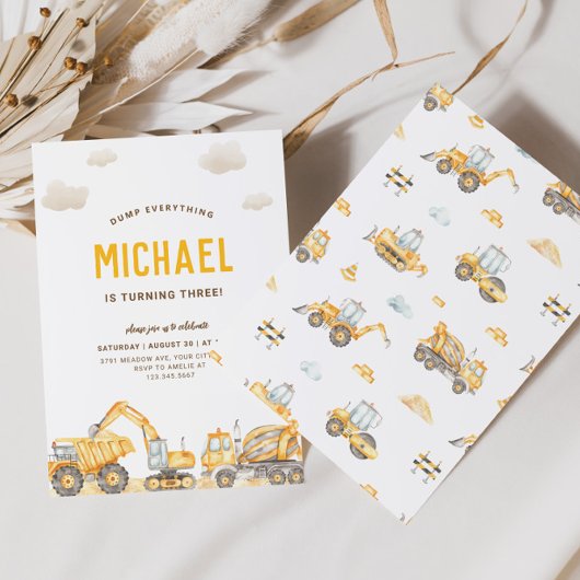 Charming Construction Anniversaire Invitation