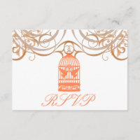 Charming Coral Birdcage Rsvp Invitation