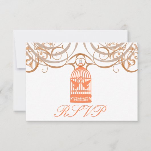 Charming Coral Birdcage Rsvp Invitation (Devant)