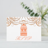Charming Coral Birdcage Rsvp Invitation (Debout devant)