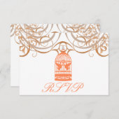 Charming Coral Birdcage Rsvp Invitation (Devant / Derrière)