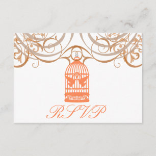 Charming Coral Birdcage Rsvp Kaartje