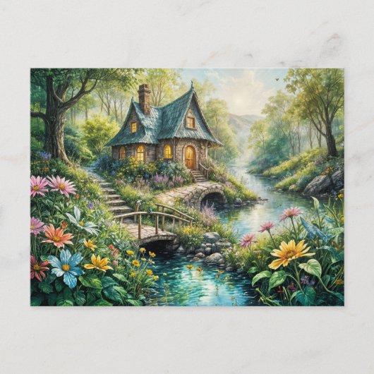 Charming Cottage by Serene Stream Briefkaart (Voorkant)