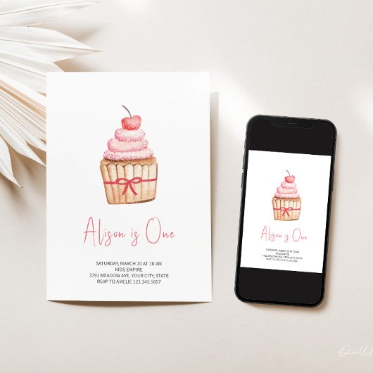 Charming Cupcake Anniversaire Invitation