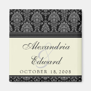 Charming Damask Wedding Favor Magnet: zwart Magneet