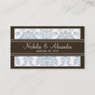 Charming Damask Wedding Web Visitekaartje (blauw)