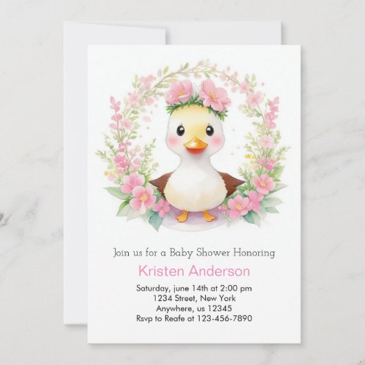 Charming Duck Parade Baby shower Kaart (Voorkant)