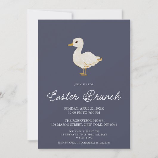 Charming Easter Brunch Invitation avec Canard (Devant)