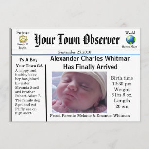 Charming en unieke aankondiging van de geboorte va