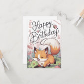 Charming Enchanted Fox carte d'anniversaire (Devant/Arrière en situation)
