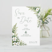 Charming Exuberant Green Foliage Garland Wedding Save The Date (Staand voorkant)