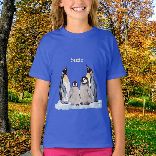 Charming Famille de pingouins avec le nom T-shirt