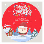 Charming Family Christmas Sticker<br><div class="desc">Célébrez la joie de la saison des Fêtes avec ce sticker de Noël délicieux avec un design Père Noël gai. L'arrière - plan rouge vif et les éléments festifs créent une atmosphère chaleureuse et accueillante. Parfait pour ajouter une touche personnalisée à vos cadeaux ou décorations de vacances, cet autocollant donne...</div>