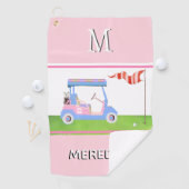 Charming Feminine Golf Cart Clubs Monogram Golfhanddoek (Insitu)