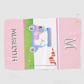 Charming Feminine Golf Cart Clubs Monogram Golfhanddoek (Horizontaal)