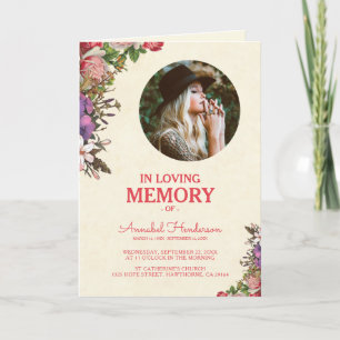 Charming Floral Sympathy Photo Funeral Programme