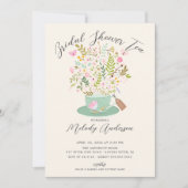 Charming Floral Tea Party Bridal Douche Invitation (Devant)
