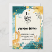 Charming Forest Animal 1er anniversaire Invitation (Devant)