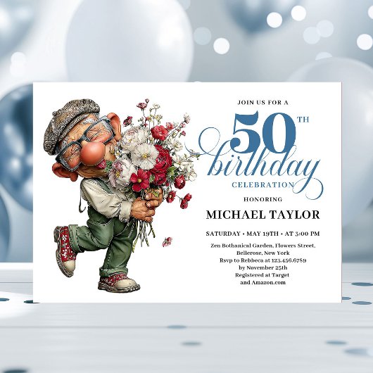 Charming Funny Man 50th Birthday Quirky Humor Kaart