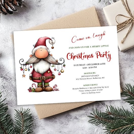 Charming Funny Santa Minimalist Holiday Invitation