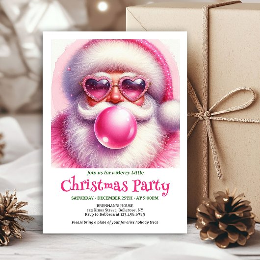 Charming Funny Santa Sunglasses Christmas Invites Kaart