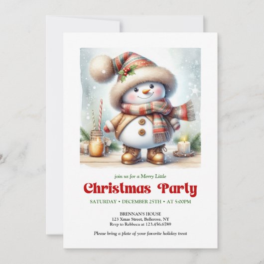 Charming funny snowman invitation printable (Devant)
