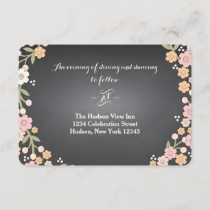 Charming Garden Floral Wreath II Wedding Reception Informatiekaartje