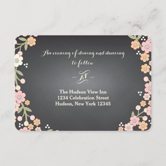 Charming Garden Floral Wreath II Wedding Reception Informatiekaartje (Voorkant)