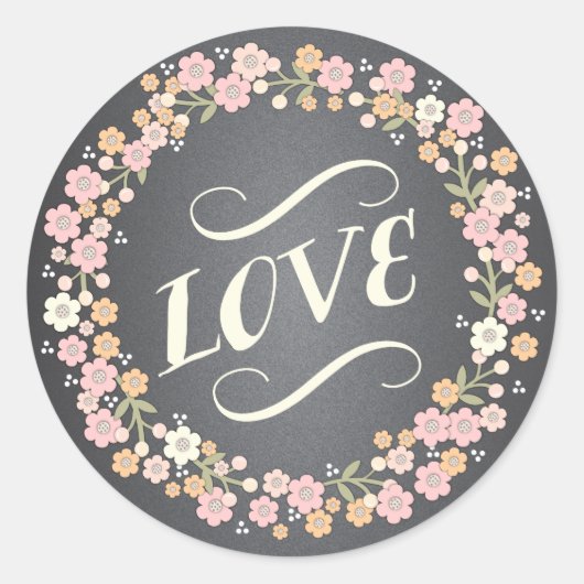 Charming Garden Floral Wreath Mariage Love Sticker (Devant)