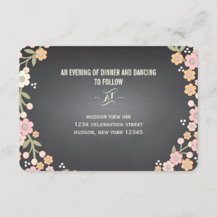 Charming Garden Floral Wreath Wedding Reception Informatiekaartje