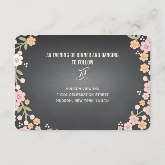 Charming Garden Floral Wreath Wedding Reception Informatiekaartje (Voorkant)