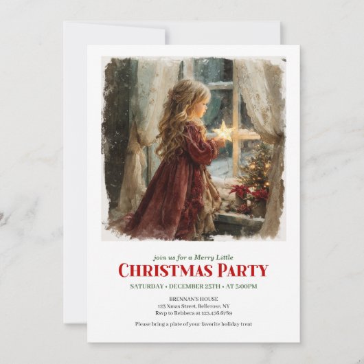 Charming girl awaits Santa editable Christmas  Kaart (Voorkant)