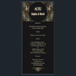 Charming Gold Art Deco Peacocks Menu Mariage<br><div class="desc">Design unique avec un mélange de paons de style ancien et d'architecture moderne et audacieuse. Utilisez l'outil Personnaliser pour ajouter vos informations. Vous pouvez également choisir la couleur arrière - plan. Pour les articles correspondants,  visitez,  s'il vous plaît,  ma collection Glam Gold Art Déco Peacocks.</div>