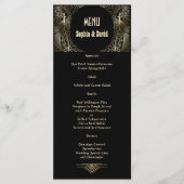 Charming Gold Art Deco Peacocks Menu Mariage (Devant)