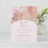 Charming Gold Botanical Bridal Shower Invitation (Debout devant)
