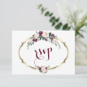 Charming Gold Burgundy Blush Floral Wedding RSVP (Debout devant)