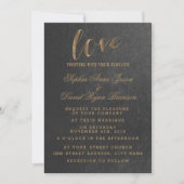 Charming Gold Foil Black Wedding Invitation Kaart (Voorkant)