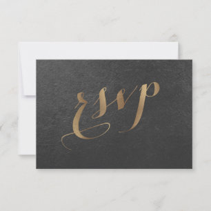 Charming Gold Foil Black Wedding RSVP