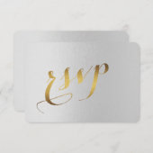 Charming Gold Foil Gray Wedding RSVP (Voorkant / Achterkant)