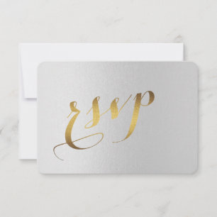 Charming Gold Foil Gray Wedding RSVP
